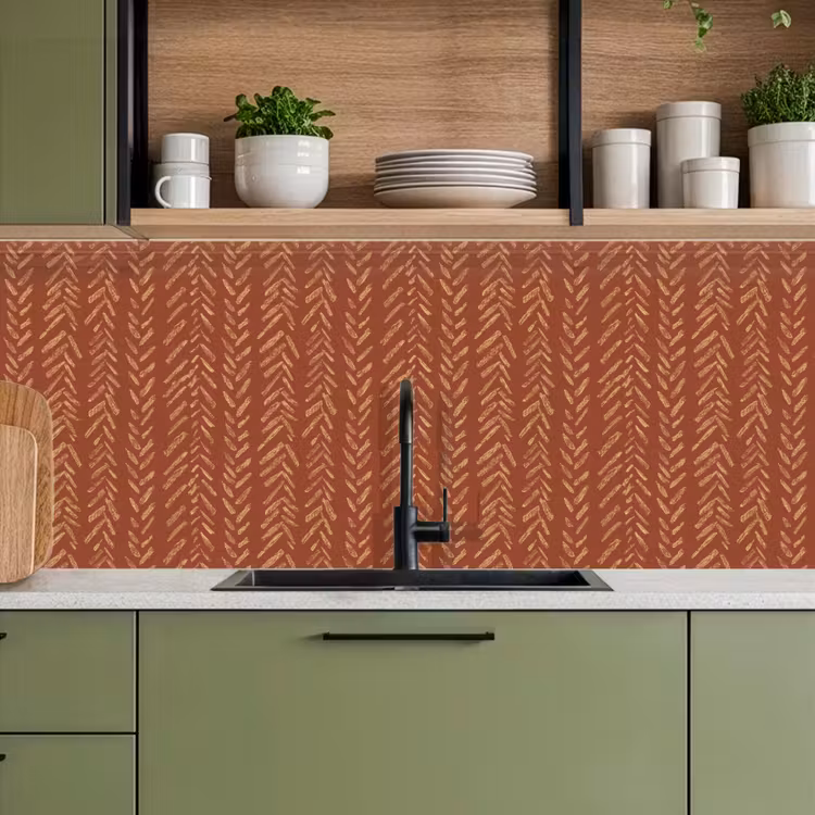 Keuken achterwand - Terracotta - Visgraat - Ambachtelijk - Patroon — 5