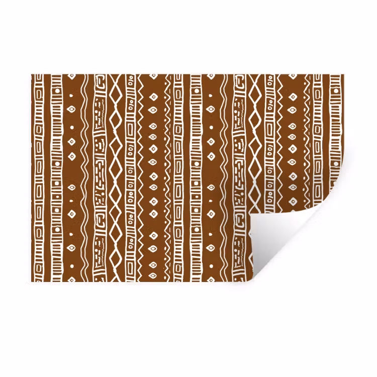 Muursticker - Chocoladebruin - Etnisch - Tribaal - Patroon — 1