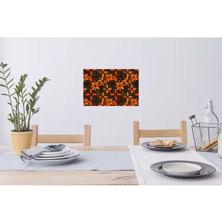 Muursticker - Oranje - Retro - Bloemen - Herfst — 3