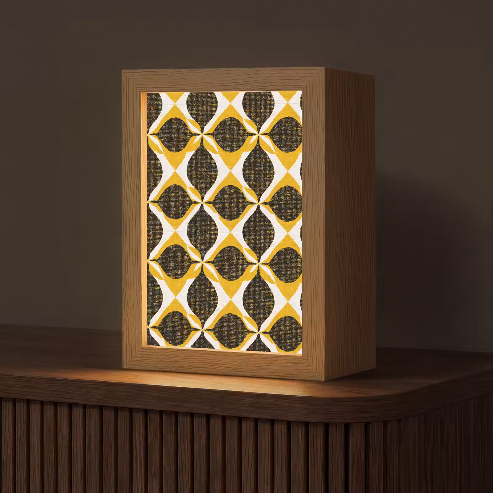 Gepersonaliseerde Lightbox - Geel - Zwart - Geometrisch - Retro - Textuur — 1