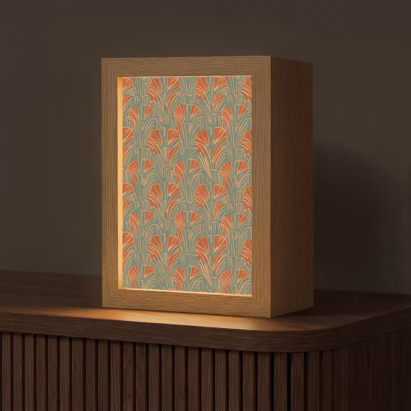 Gepersonaliseerde Lightbox - Groen - Terracotta - Deco - Waaiers — 1