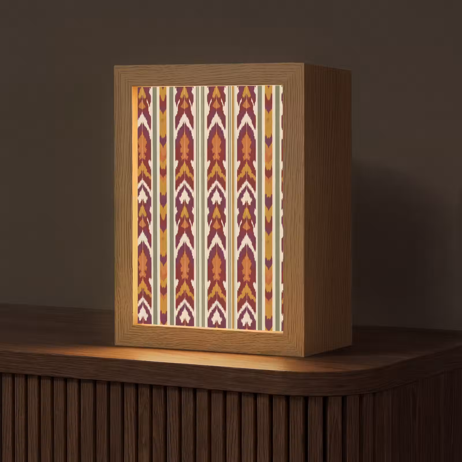 Gepersonaliseerde Lightbox - Ikat - Bordeauxrood - Etnisch - Patroon — 1