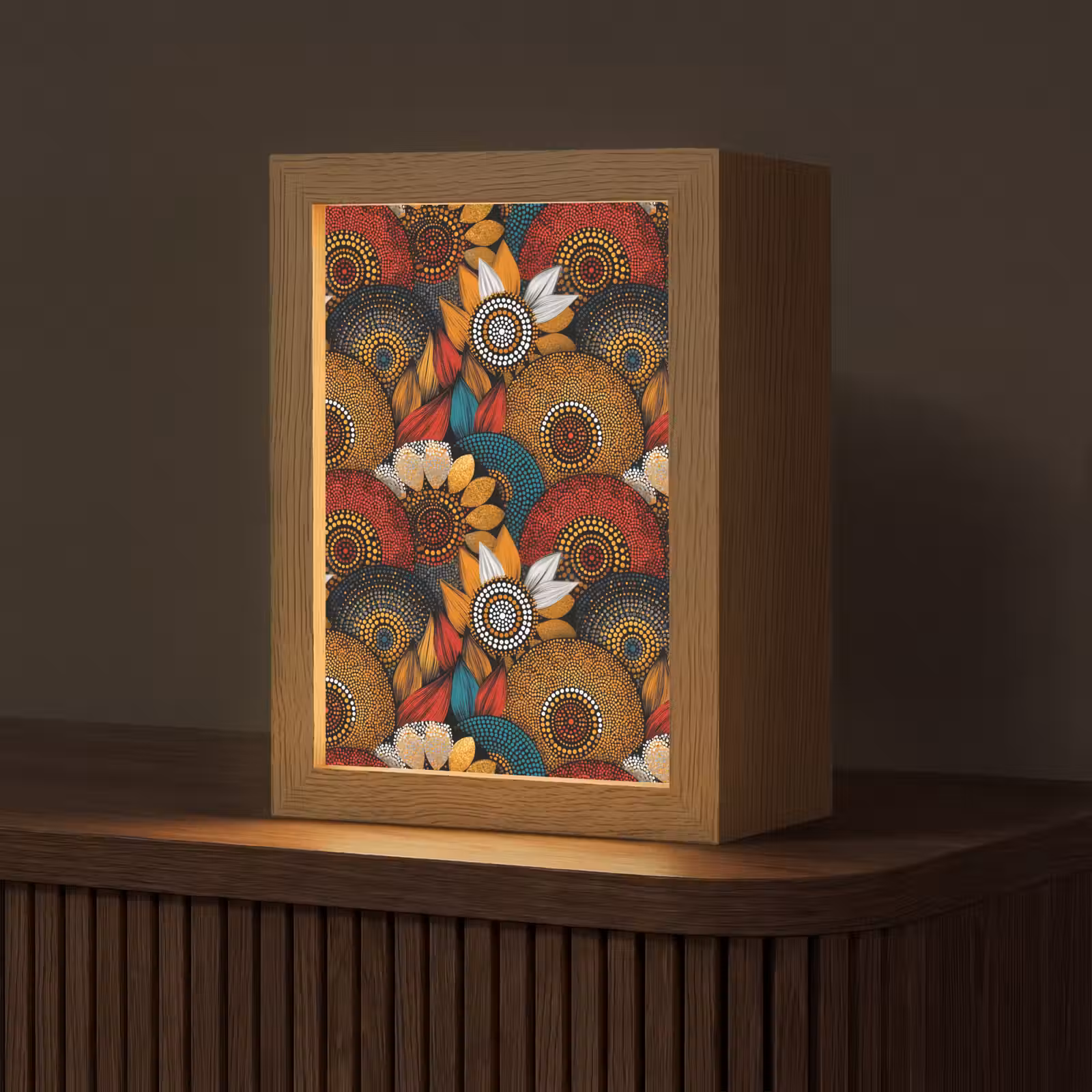 Gepersonaliseerde Lightbox - Kleurrijk - Aboriginal - Dot Painting - Botanisch - Patroon — 1