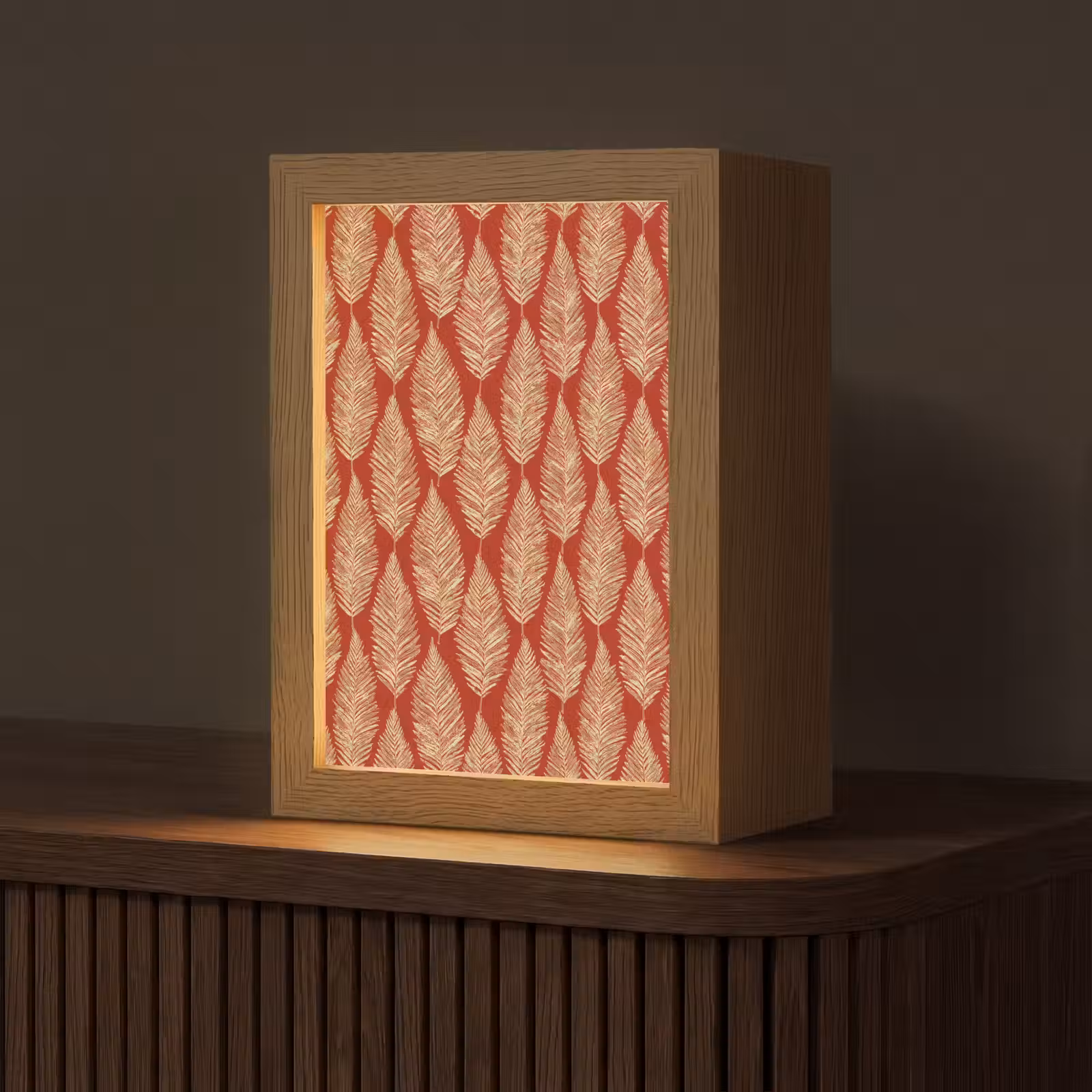 Gepersonaliseerde Lightbox - Rood - Botanisch - Varen - Patroon — 1