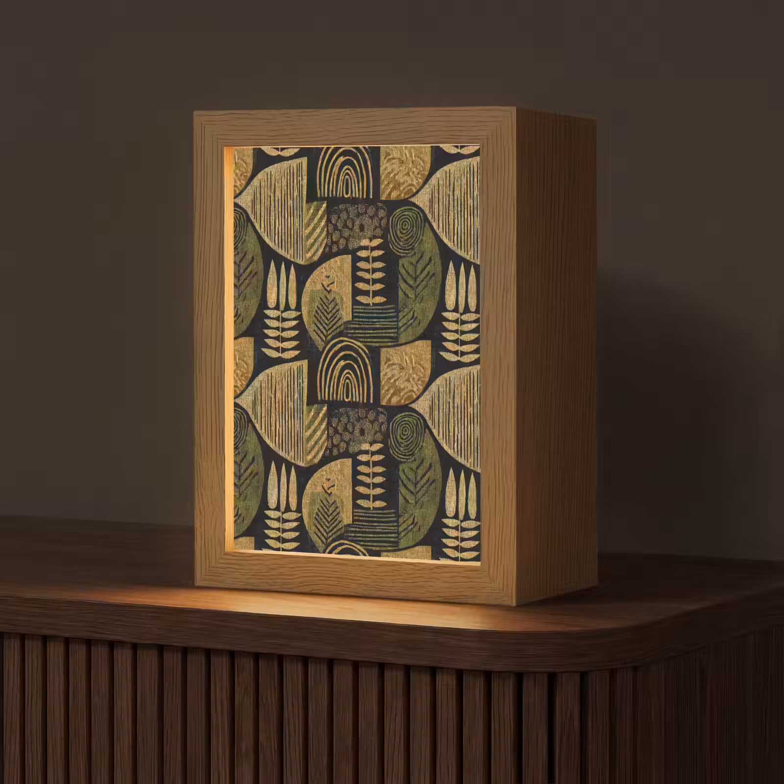 Gepersonaliseerde Lightbox - Zwart - Okergeel - Botanisch - Textuur — 1