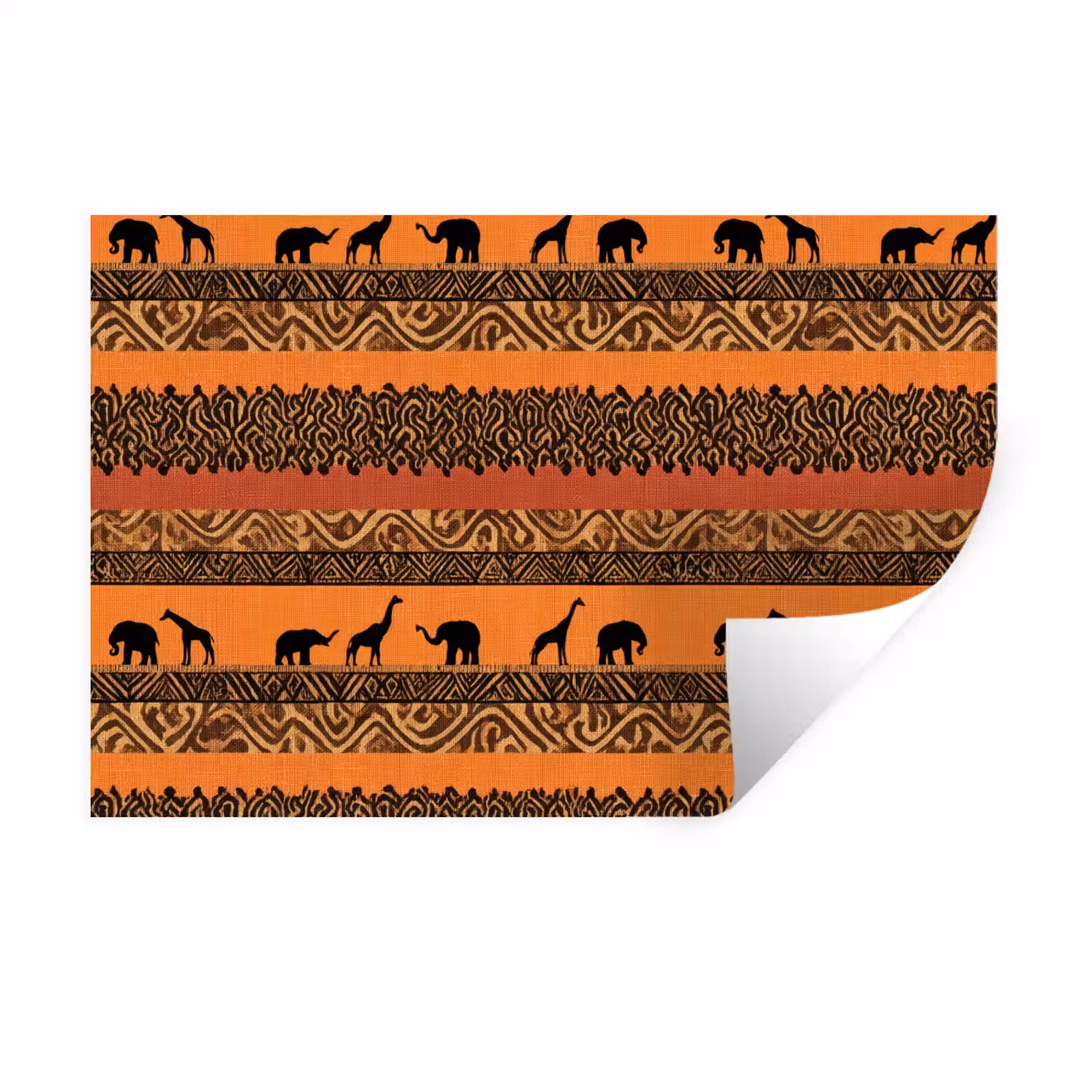 Muursticker - Oranje - Safari - Afrikaans - Dieren - Patroon — 1