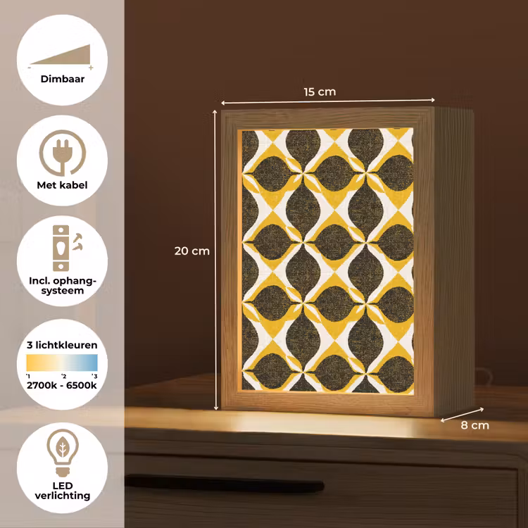 Gepersonaliseerde Lightbox - Geel - Zwart - Geometrisch - Retro - Textuur — 7