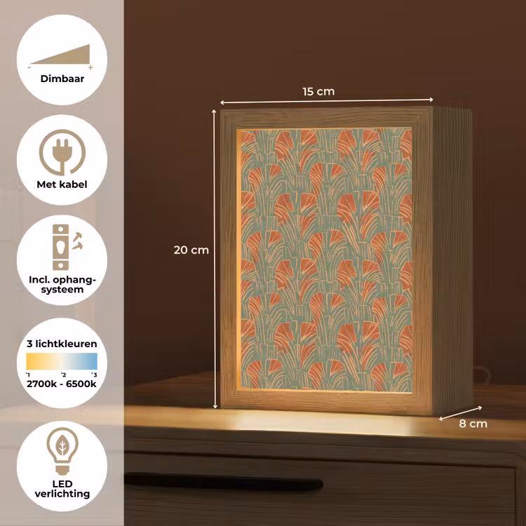 Gepersonaliseerde Lightbox - Groen - Terracotta - Deco - Waaiers — 7