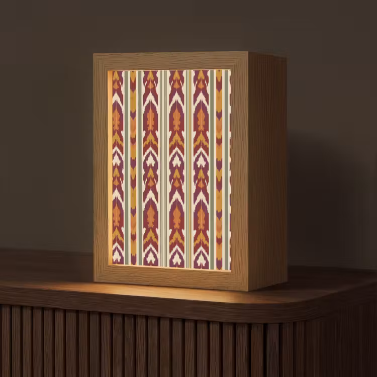 Gepersonaliseerde Lightbox - Ikat - Bordeauxrood - Etnisch - Patroon — 1