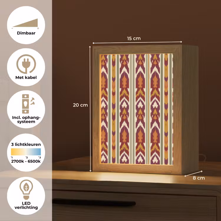 Gepersonaliseerde Lightbox - Ikat - Bordeauxrood - Etnisch - Patroon — 7