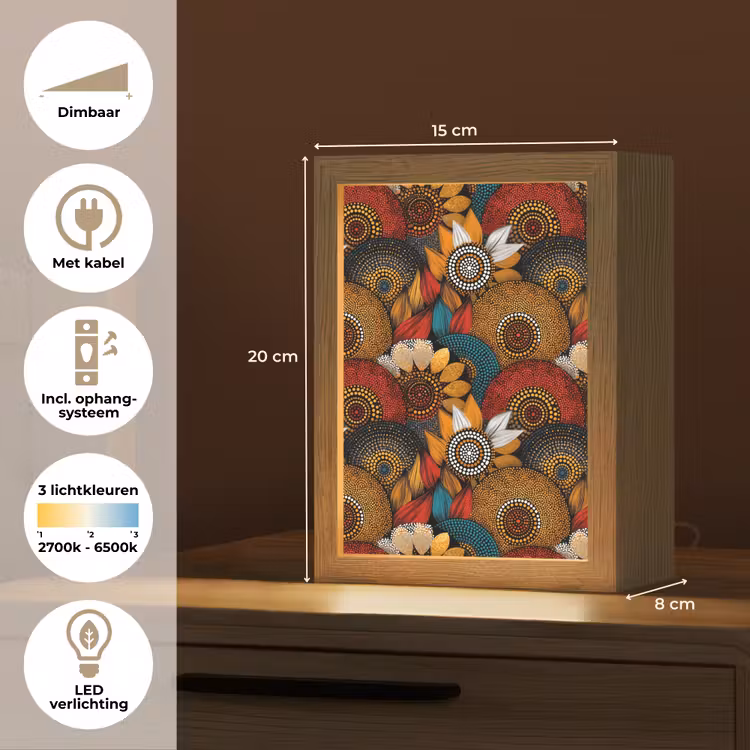Gepersonaliseerde Lightbox - Kleurrijk - Aboriginal - Dot Painting - Botanisch - Patroon — 7