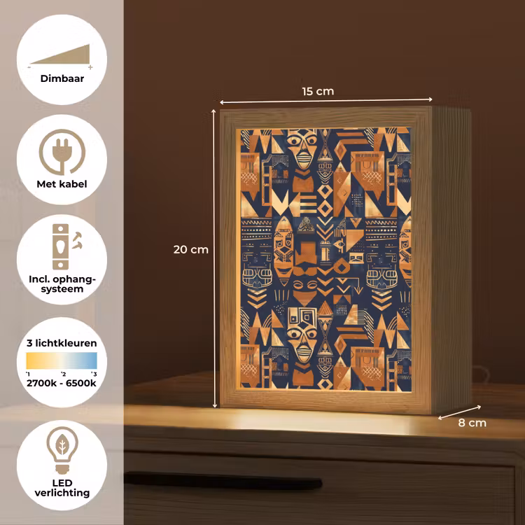 Gepersonaliseerde Lightbox - Nachtblauw - Koper - Tribaal - Maskers — 7