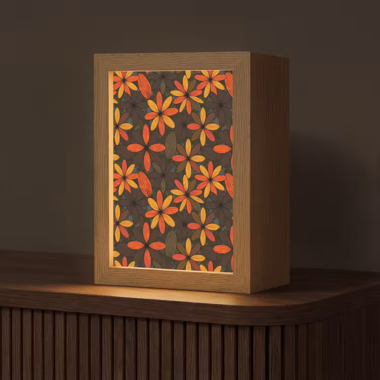 Gepersonaliseerde Lightbox - Oranje - Retro - Bloemen - Herfst — 1