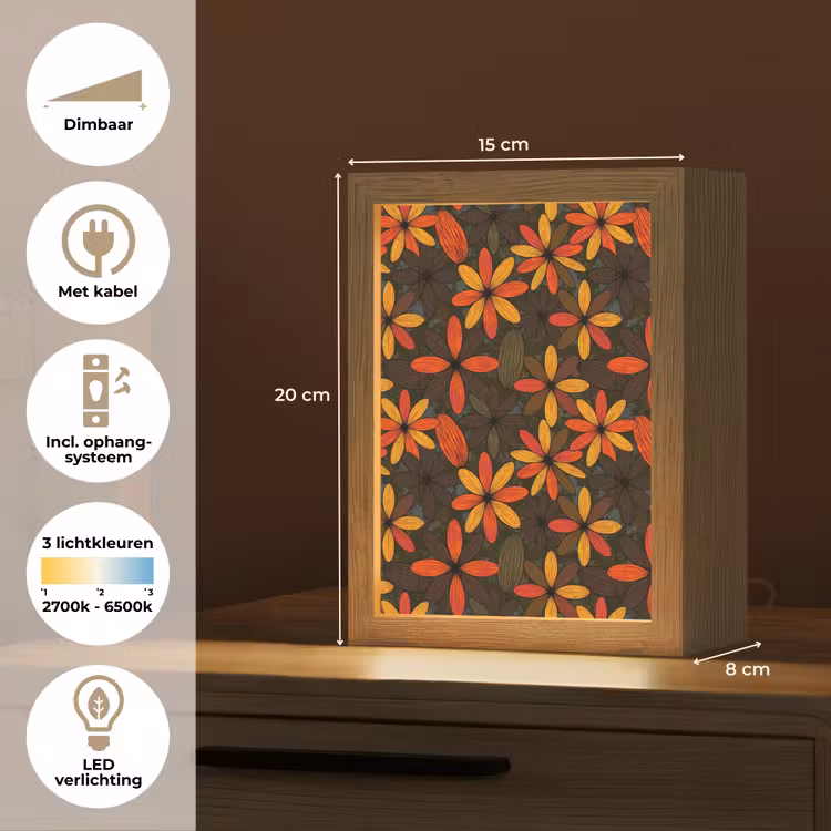 Gepersonaliseerde Lightbox - Oranje - Retro - Bloemen - Herfst — 7