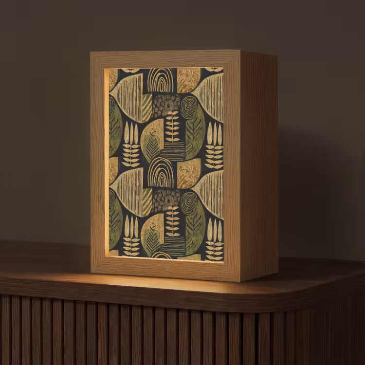 Gepersonaliseerde Lightbox - Zwart - Okergeel - Botanisch - Textuur — 1