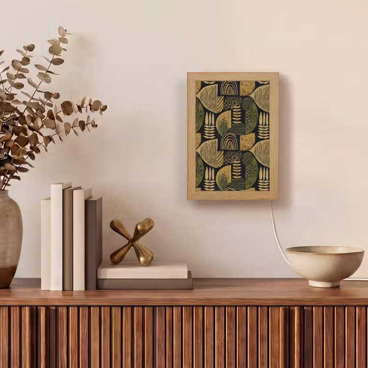 Gepersonaliseerde Lightbox - Zwart - Okergeel - Botanisch - Textuur — 4