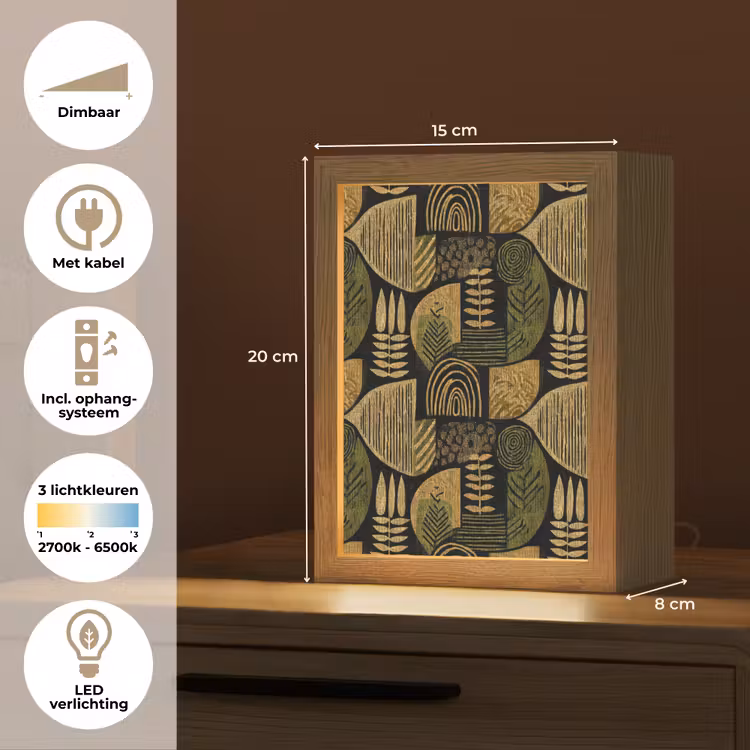 Gepersonaliseerde Lightbox - Zwart - Okergeel - Botanisch - Textuur — 7