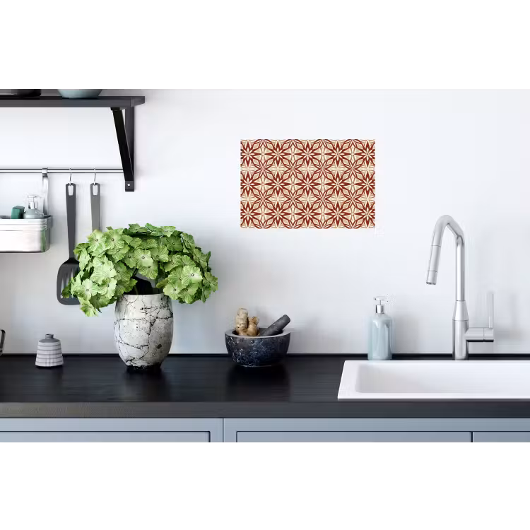 Muursticker - Bordeauxrood - Geometrisch - Tegel - Patroon — 2