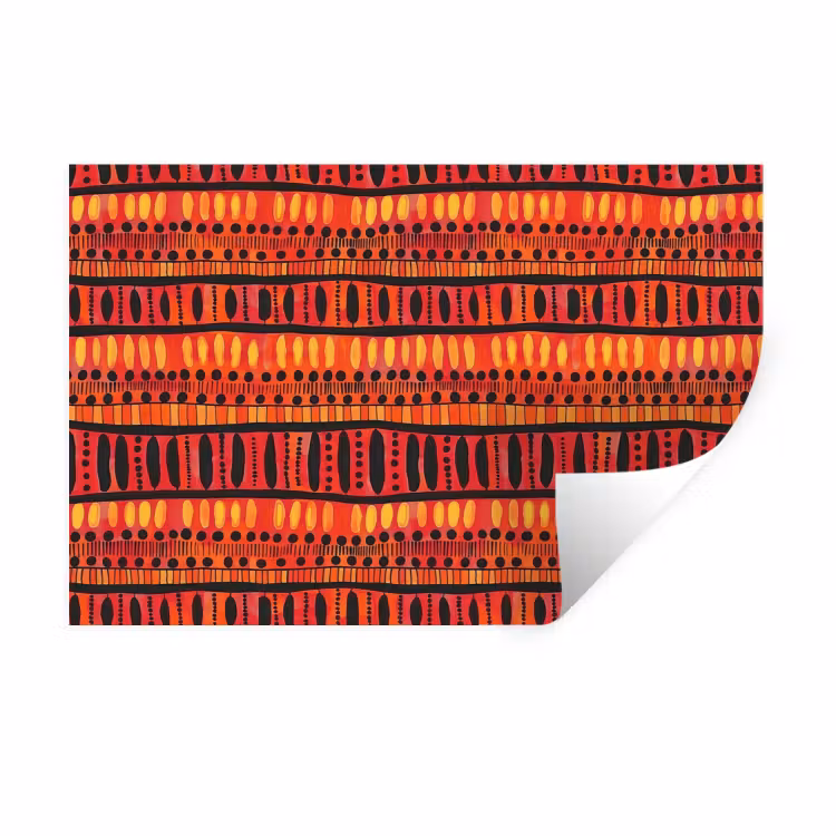 Muursticker - Rood - Oranje - Etnisch - Expressief - Patroon — 1