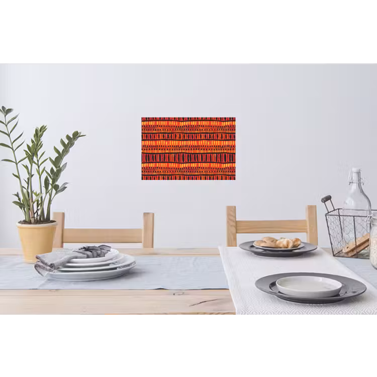 Muursticker - Rood - Oranje - Etnisch - Expressief - Patroon — 3