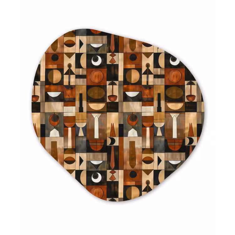 Organische schilderij - Aluminium - Terracotta - Geometrisch - Mid-Century - Patroon — 1