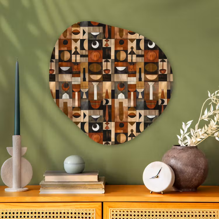 Organische schilderij - Aluminium - Terracotta - Geometrisch - Mid-Century - Patroon — 2
