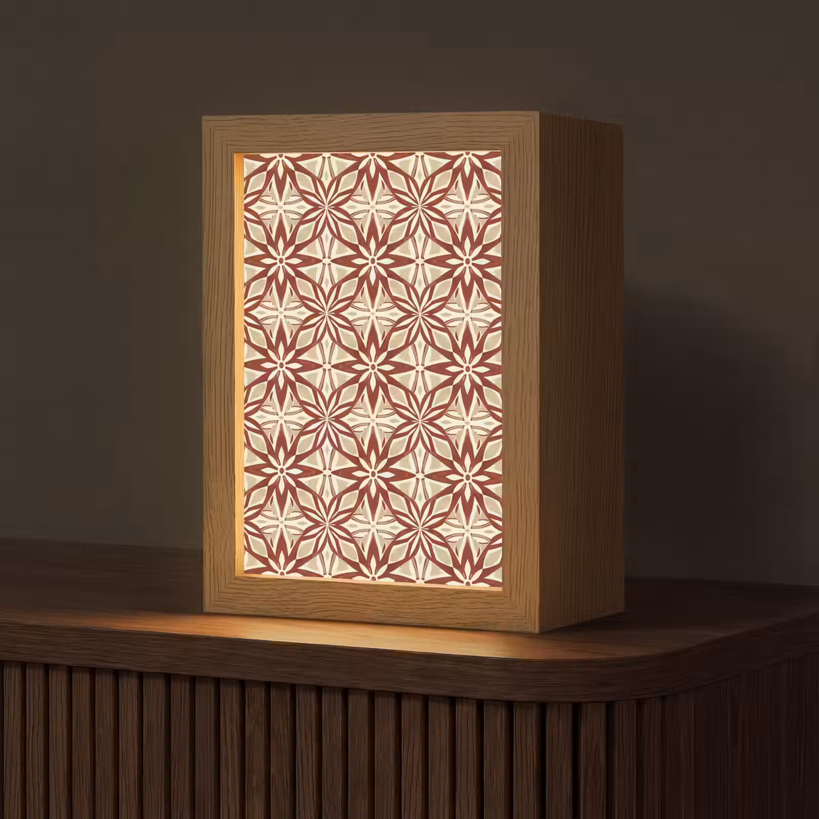 Gepersonaliseerde Lightbox - Bordeauxrood - Geometrisch - Tegel - Patroon — 1
