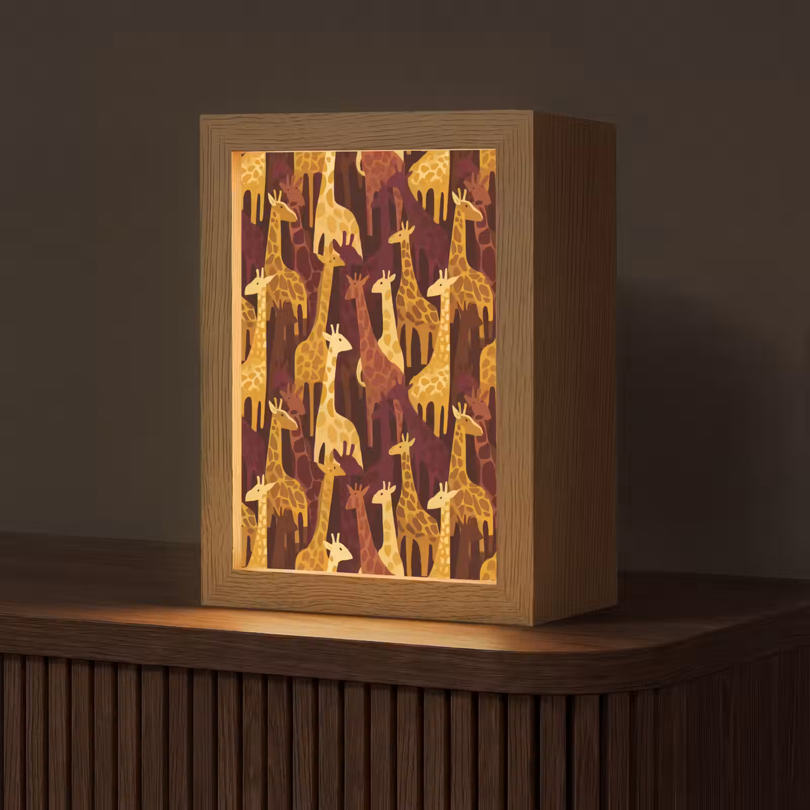 Gepersonaliseerde Lightbox - Bruin - Giraffen - Safari - Patroon — 1