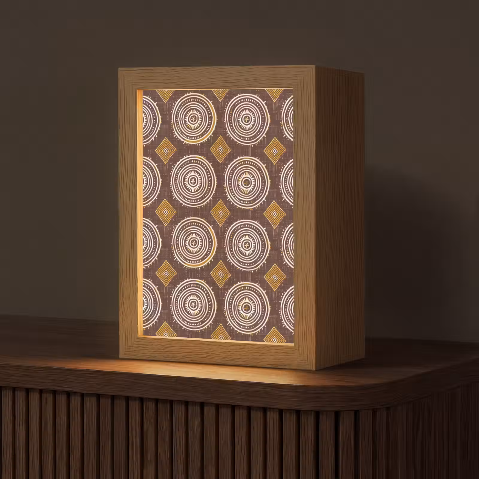 Gepersonaliseerde Lightbox - Chocoladebruin - Etnisch - Tribaal - Cirkels - Patroon — 1