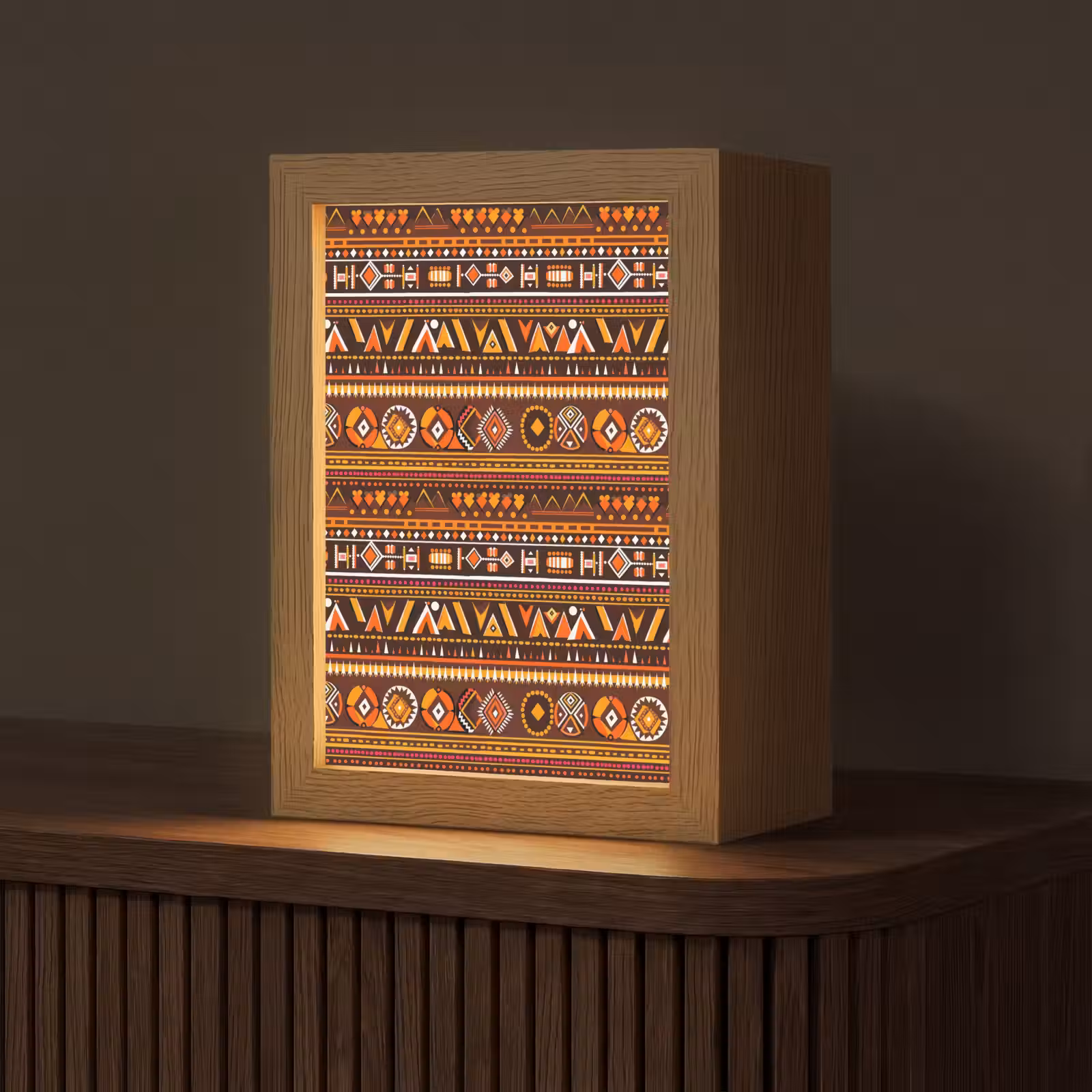 Gepersonaliseerde Lightbox - Oranje - Etnisch - Tribaal - Geometrisch - Patroon — 1