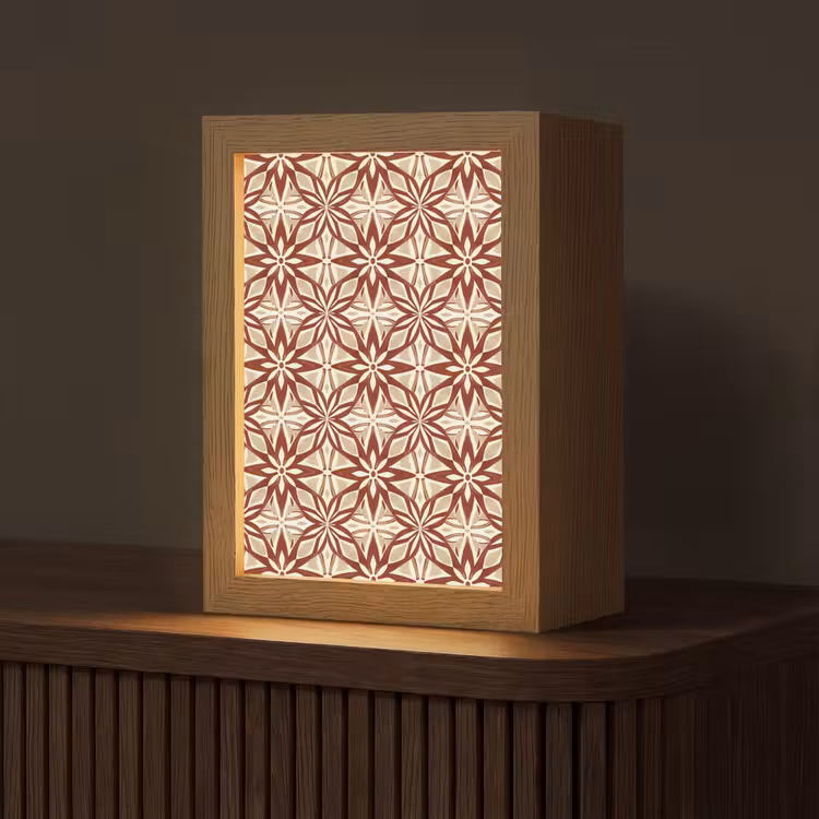 Gepersonaliseerde Lightbox - Bordeauxrood - Geometrisch - Tegel - Patroon — 1