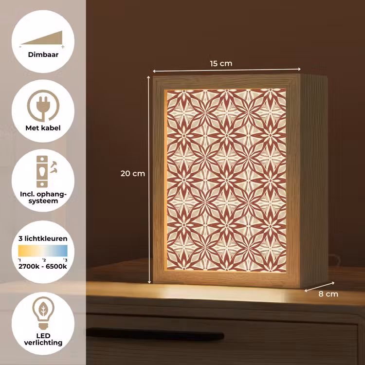 Gepersonaliseerde Lightbox - Bordeauxrood - Geometrisch - Tegel - Patroon — 7