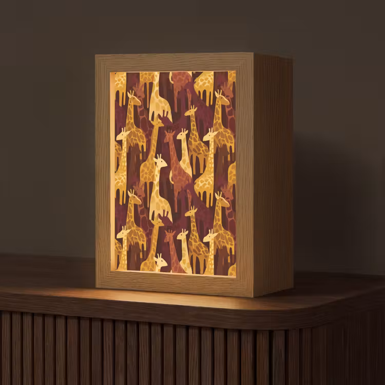 Gepersonaliseerde Lightbox - Bruin - Giraffen - Safari - Patroon — 1