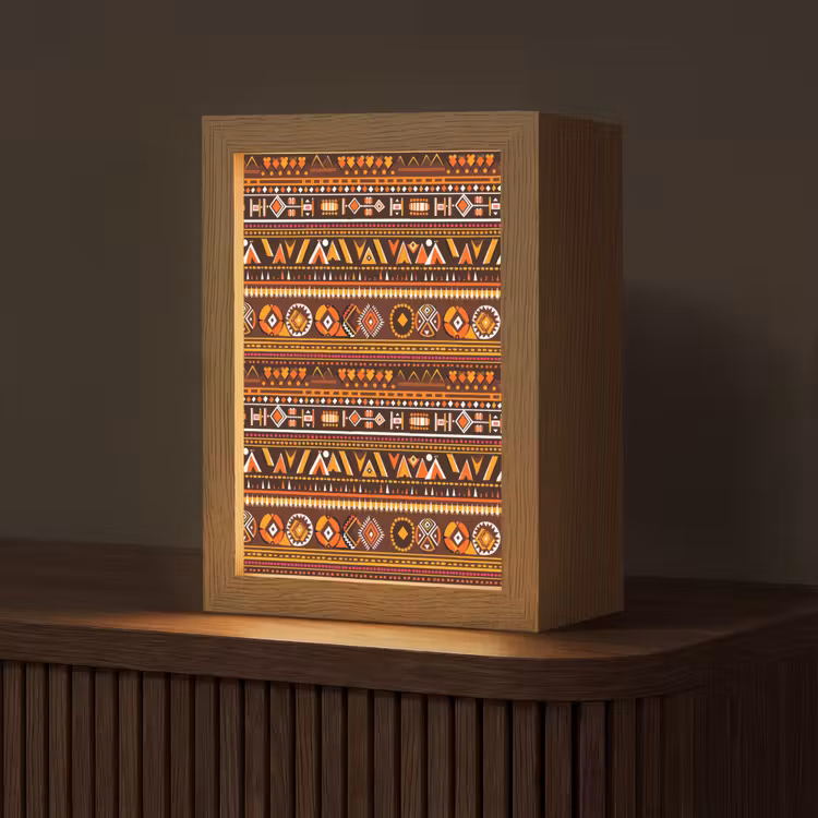 Gepersonaliseerde Lightbox - Oranje - Etnisch - Tribaal - Geometrisch - Patroon — 1