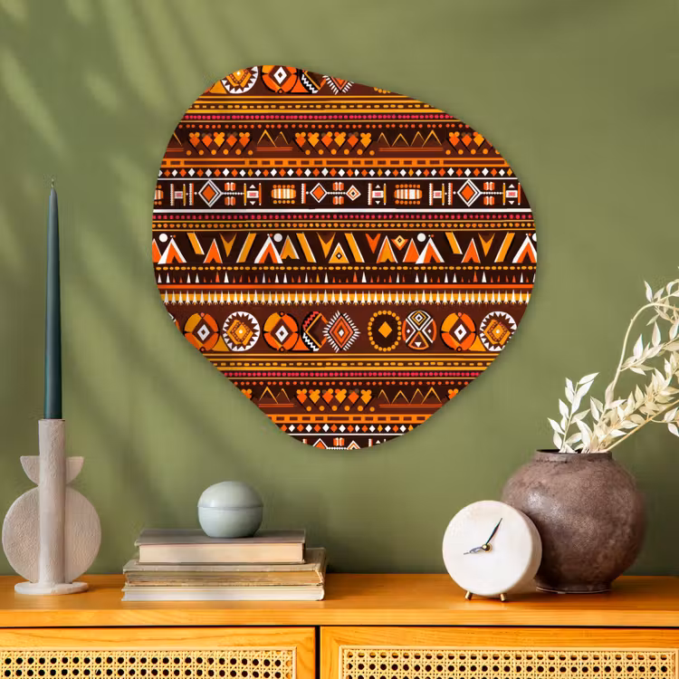 Organische schilderij - Aluminium - Oranje - Etnisch - Tribaal - Geometrisch - Patroon — 2