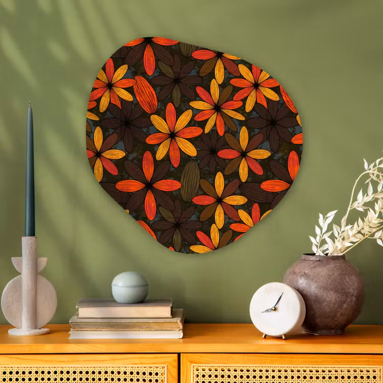 Organische schilderij - Aluminium - Oranje - Retro - Bloemen - Herfst — 2