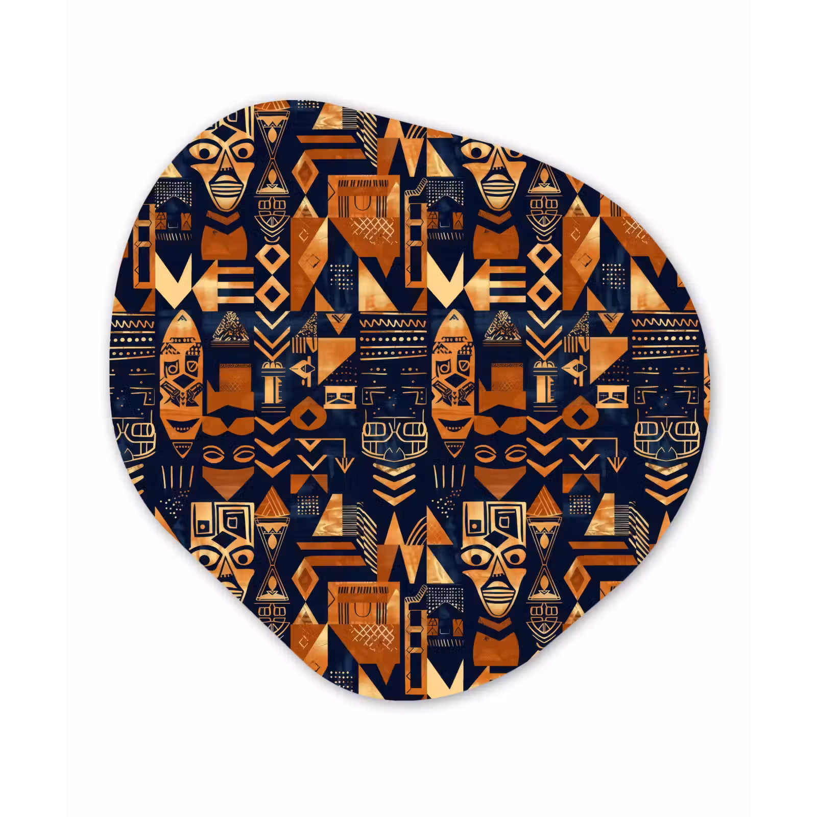 Organisch schilderij - Forex - Nachtblauw - Koper - Tribaal - Maskers — 1