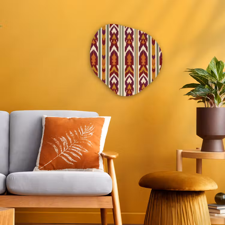 Organisch schilderij - Forex - Ikat - Bordeauxrood - Etnisch - Patroon — 3