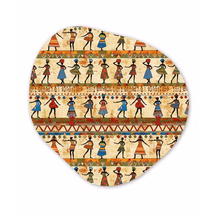 Organisch schilderij - Forex - Kleurrijk - Afrikaans - Etnisch - Dansende Vrouwen - Patroon — 1