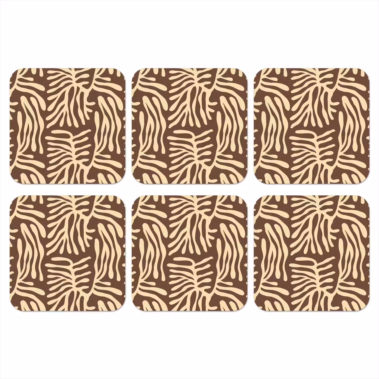 Onderzetter​ - Bruin - Koraal - Expressief - Patroon — 1