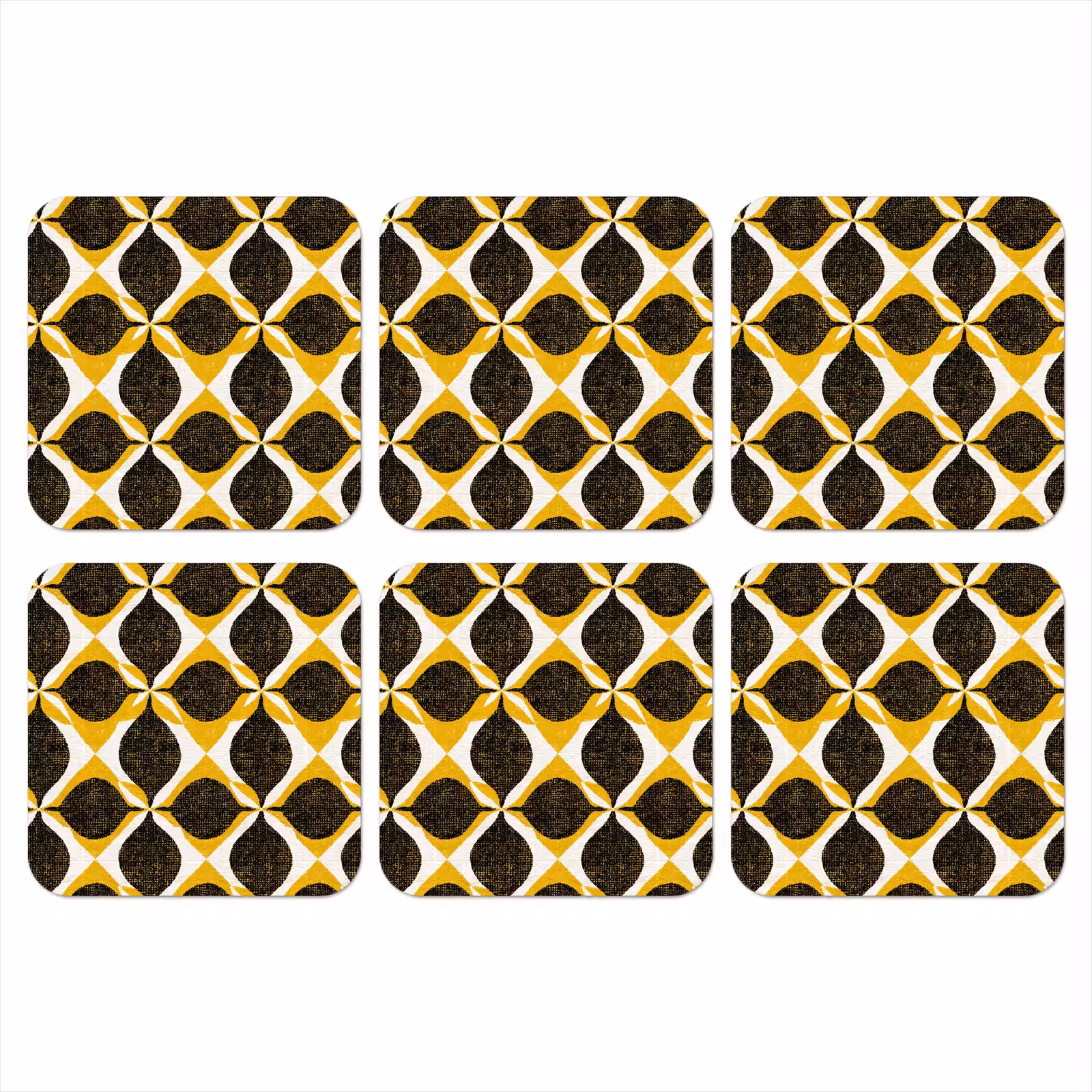 Onderzetter​ - Geel - Zwart - Geometrisch - Retro - Textuur — 1