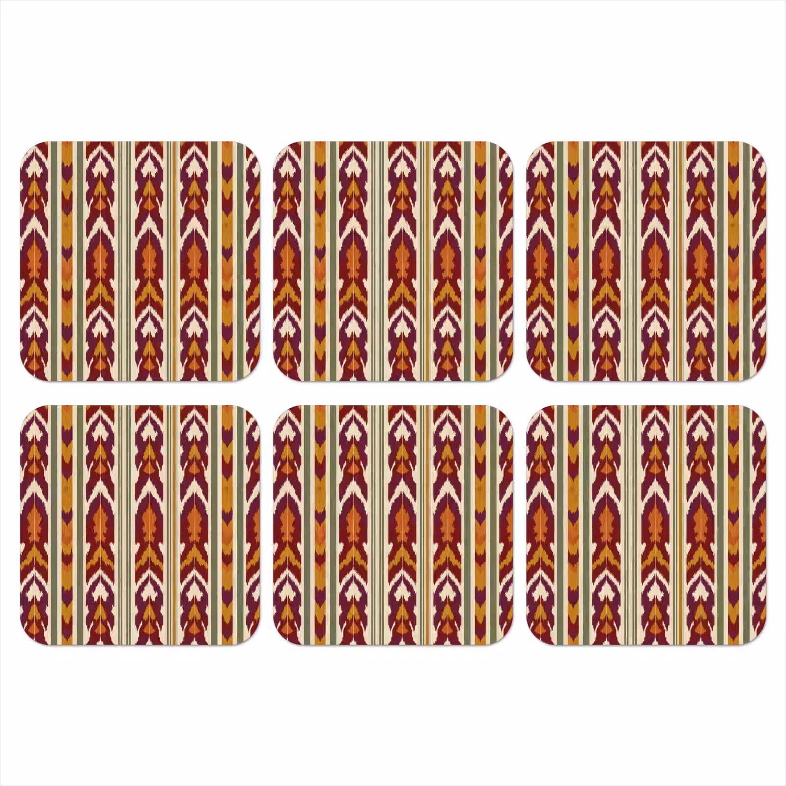 Onderzetter​ - Ikat - Bordeauxrood - Etnisch - Patroon — 1