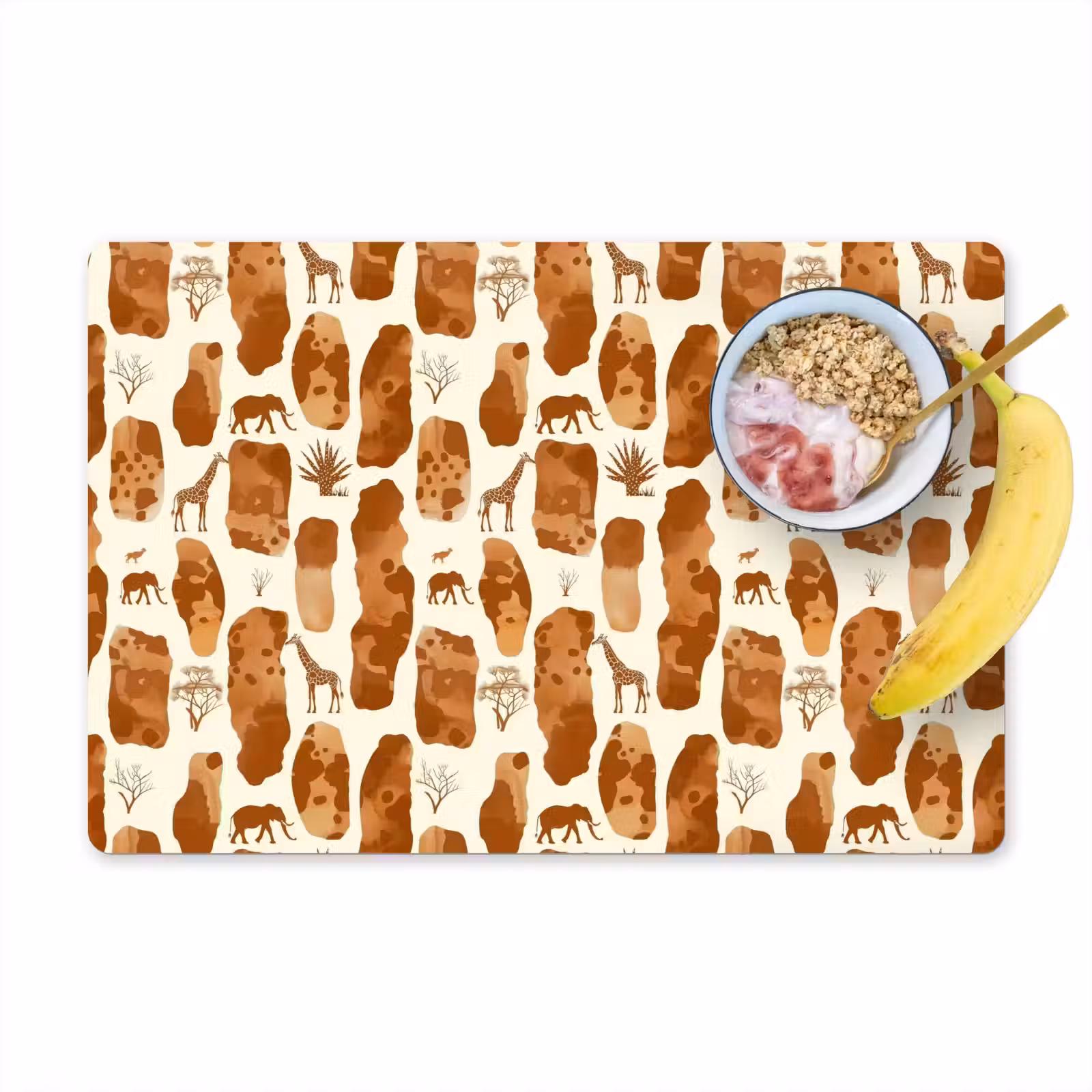 Placemat - 6 stuks - Terracotta - Safari - Dieren - Patroon — 1