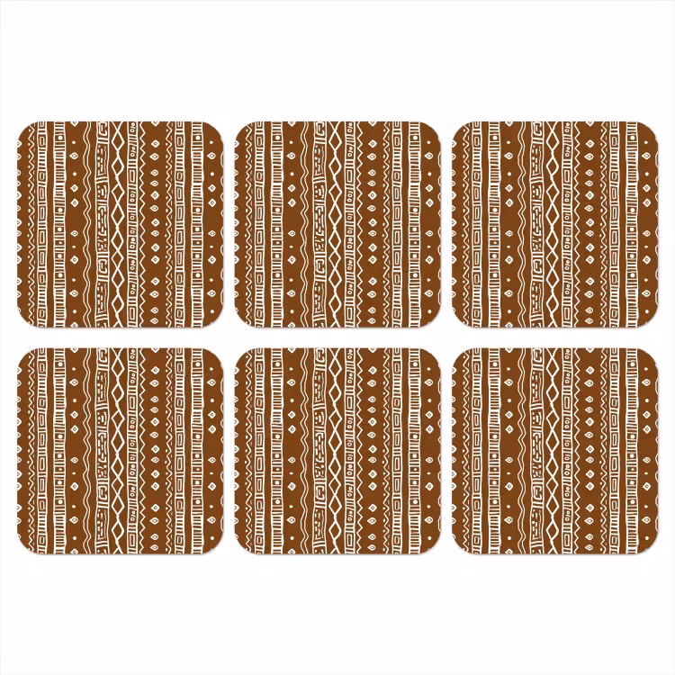 Onderzetter​ - Chocoladebruin - Etnisch - Tribaal - Patroon — 1