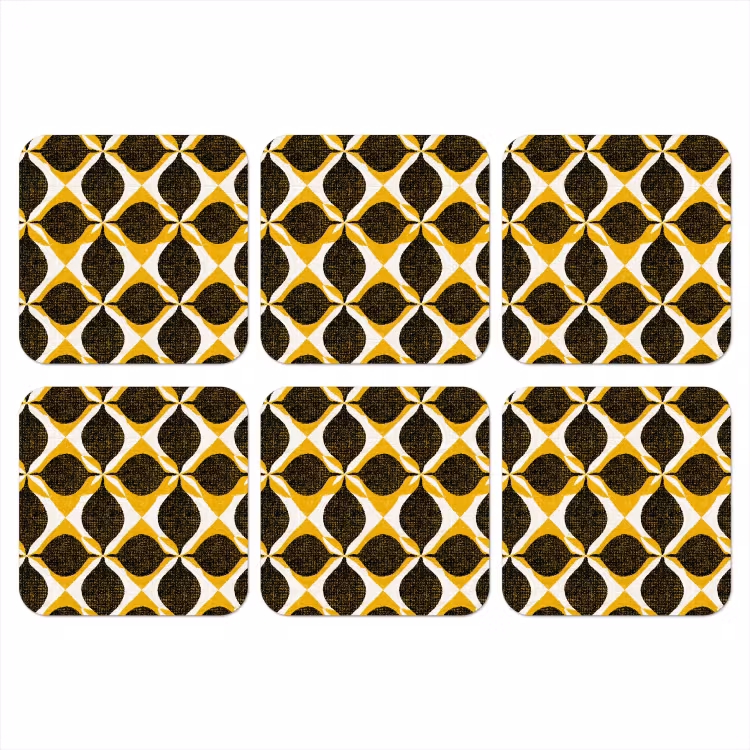 Onderzetter​ - Geel - Zwart - Geometrisch - Retro - Textuur — 1