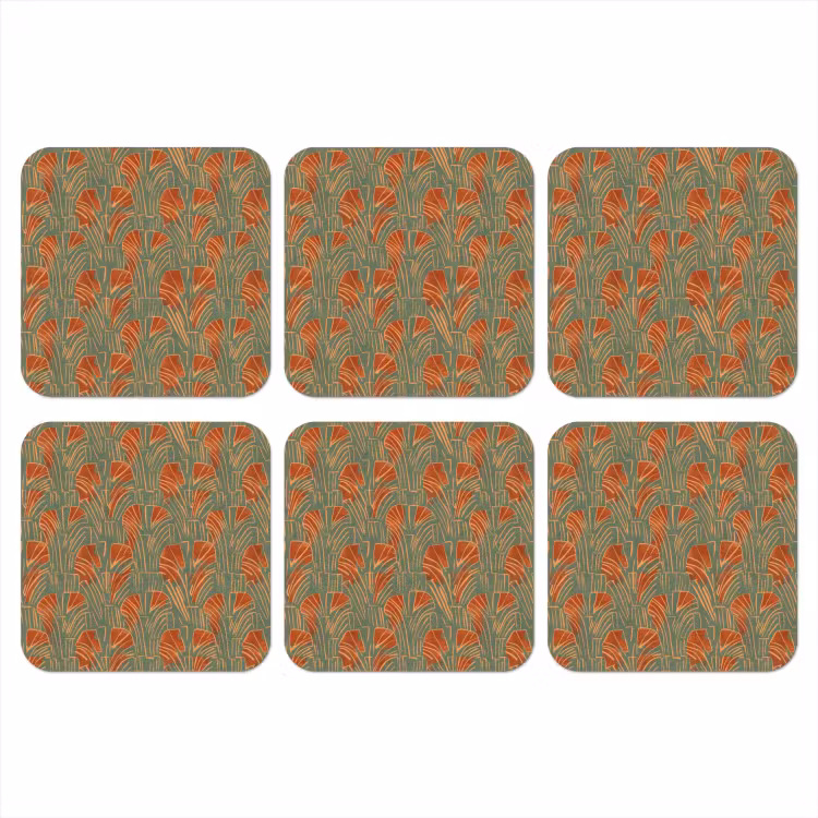 Onderzetter​ - Groen - Terracotta - Deco - Waaiers — 1