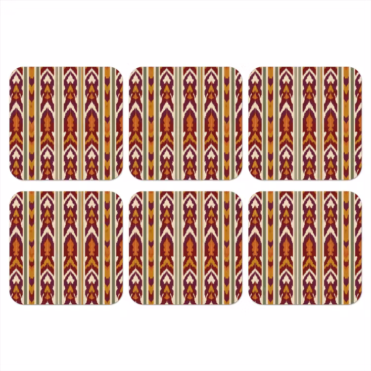 Onderzetter​ - Ikat - Bordeauxrood - Etnisch - Patroon — 1
