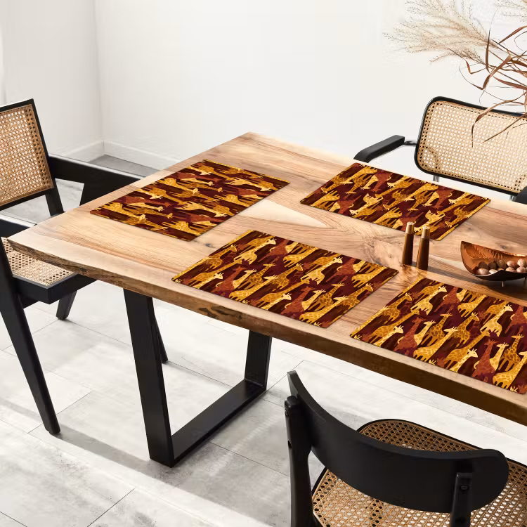 Placemat - 6 stuks - Bruin - Giraffen - Safari - Patroon — 5