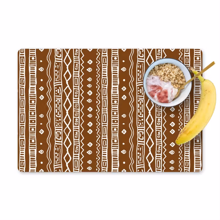 Placemat - 6 stuks - Chocoladebruin - Etnisch - Tribaal - Patroon — 1