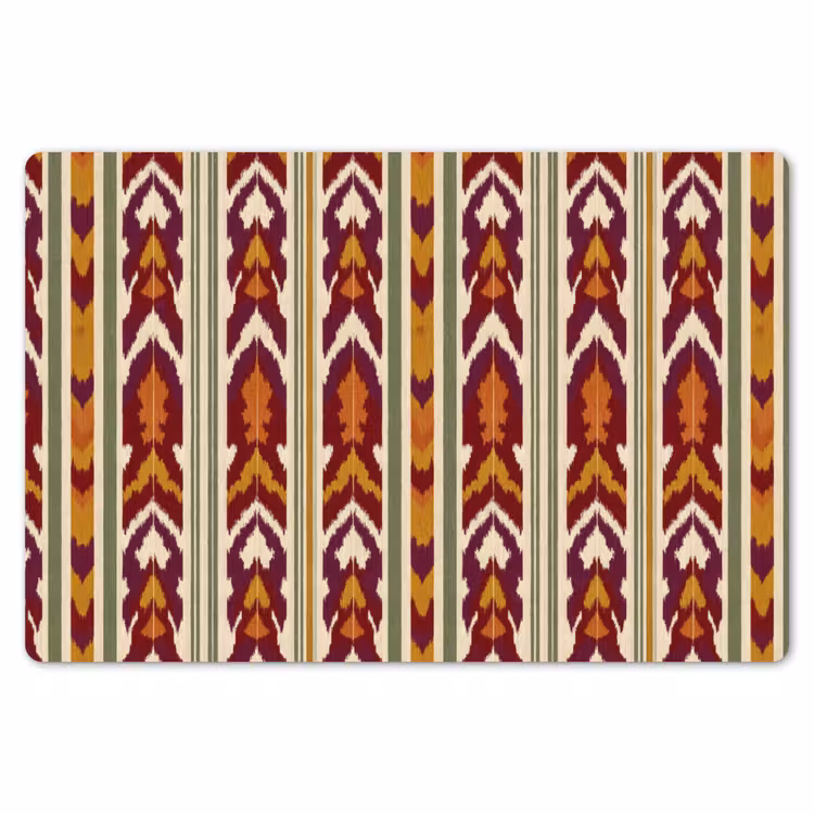 Placemat - 6 stuks - Ikat - Bordeauxrood - Etnisch - Patroon — 7